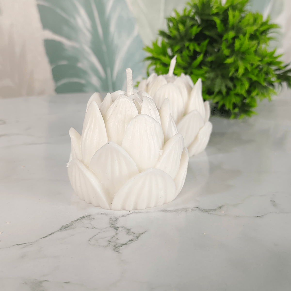 Sowpeace Lotus Petals Soywax Candle Set of 2 – Hand - Poured, White, Vegan & Unscented Décor - Sowpeace - 