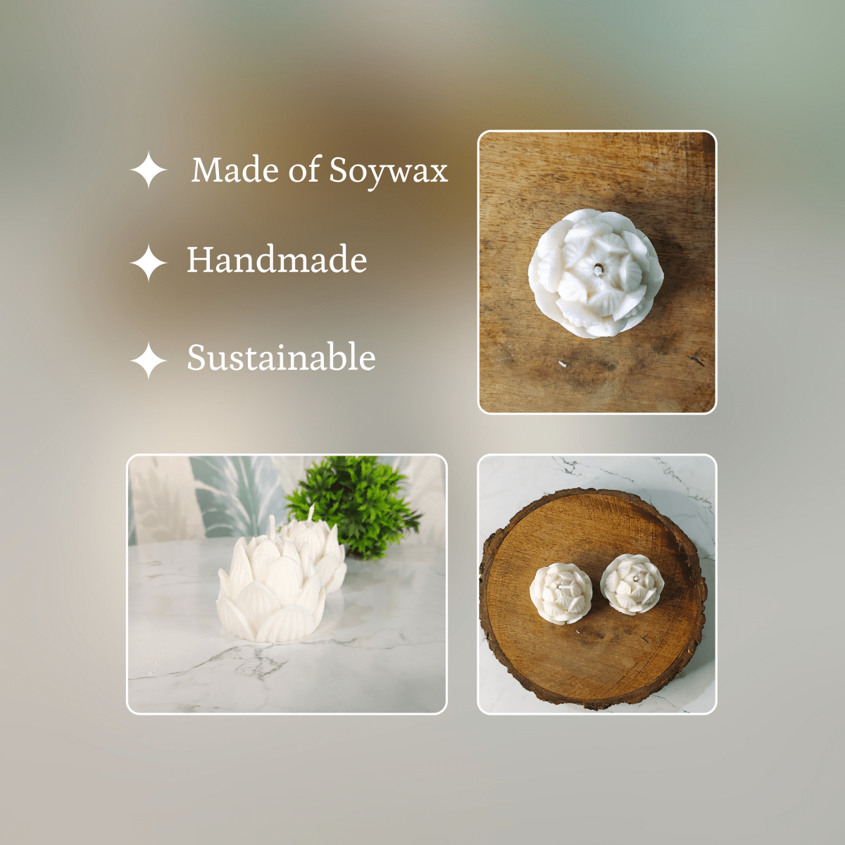 Sowpeace Lotus Petals Soywax Candle Set of 2 – Hand - Poured, White, Vegan & Unscented Décor - Sowpeace - 