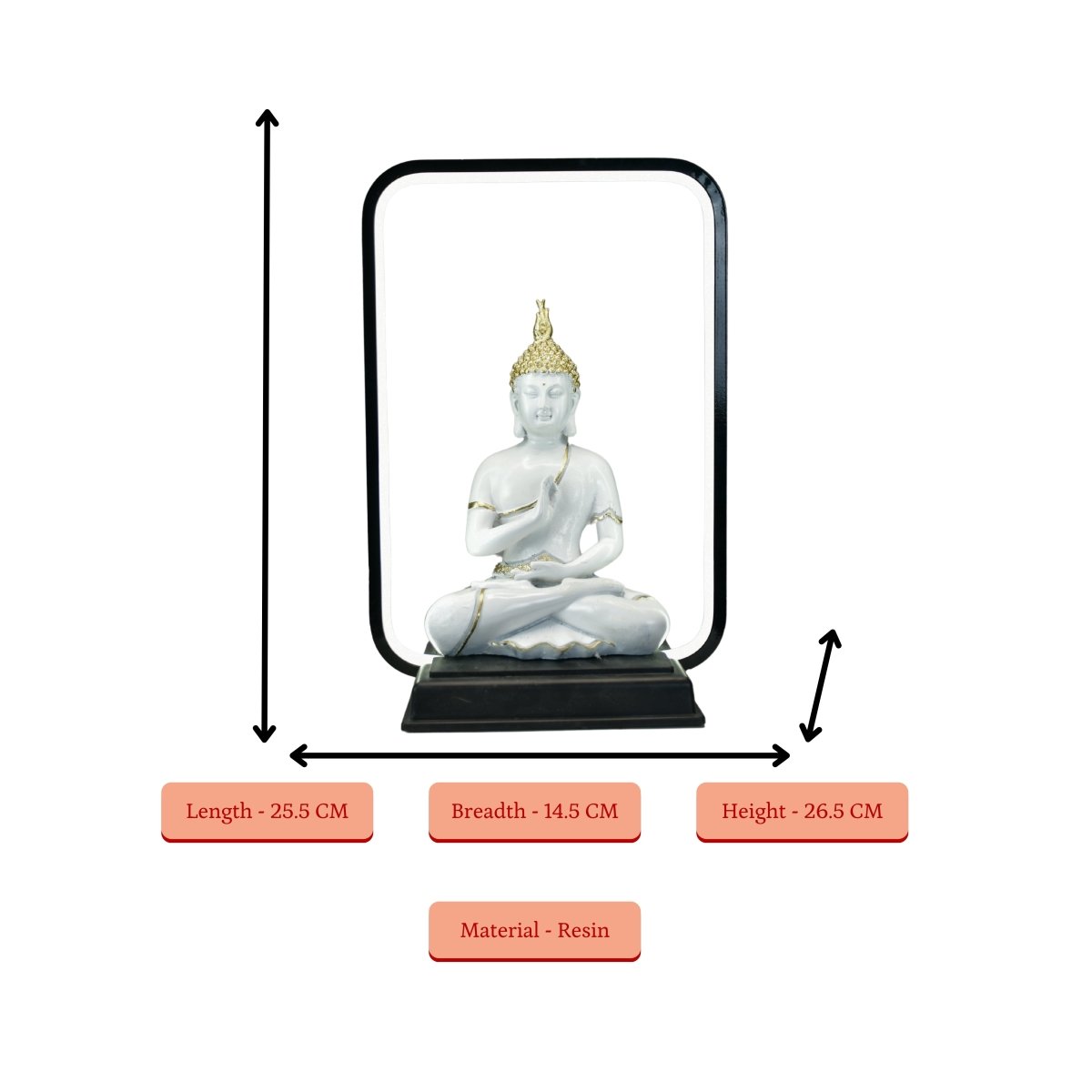 Sowpeace Luminous Buddha Tranquility Idol | Radiant Resin Statue for Peaceful Home Décor & Gifting - Sowpeace - 