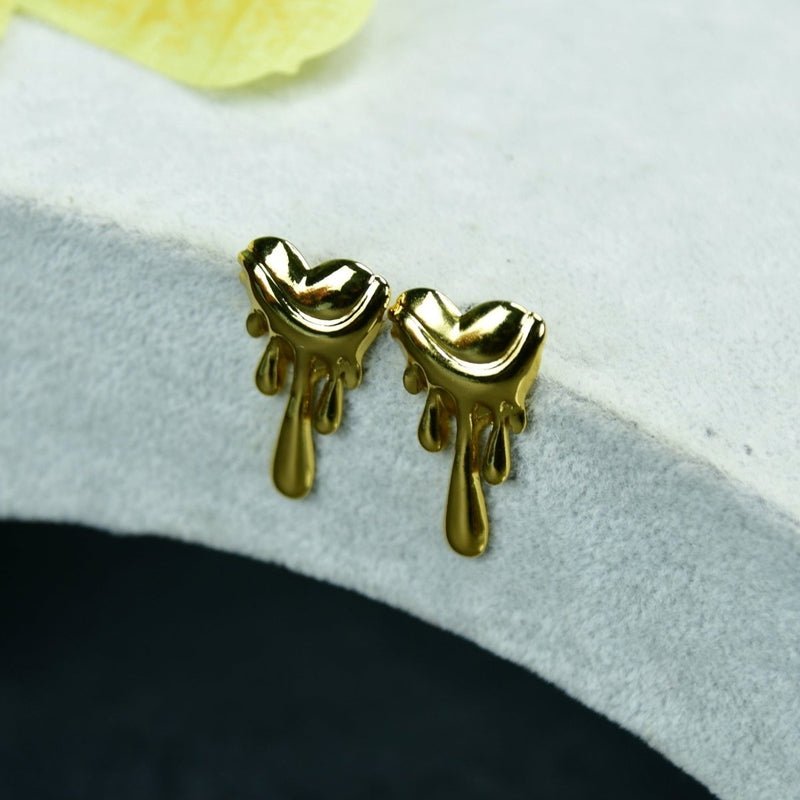 Sowpeace Melting Hearts Gold Stainless Steel Earrings | Elegant One‑Size Lightweight Jewelry for Women & Daily Wear – view 1
