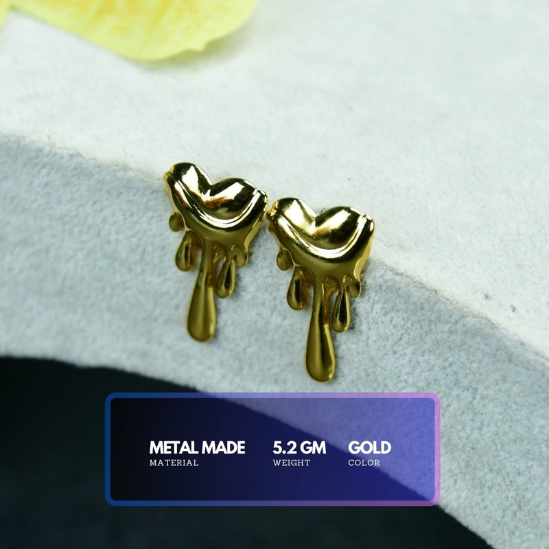 Sowpeace Melting Hearts Gold Stainless Steel Earrings | Elegant One‑Size Lightweight Jewelry for Women & Daily Wear – view 3