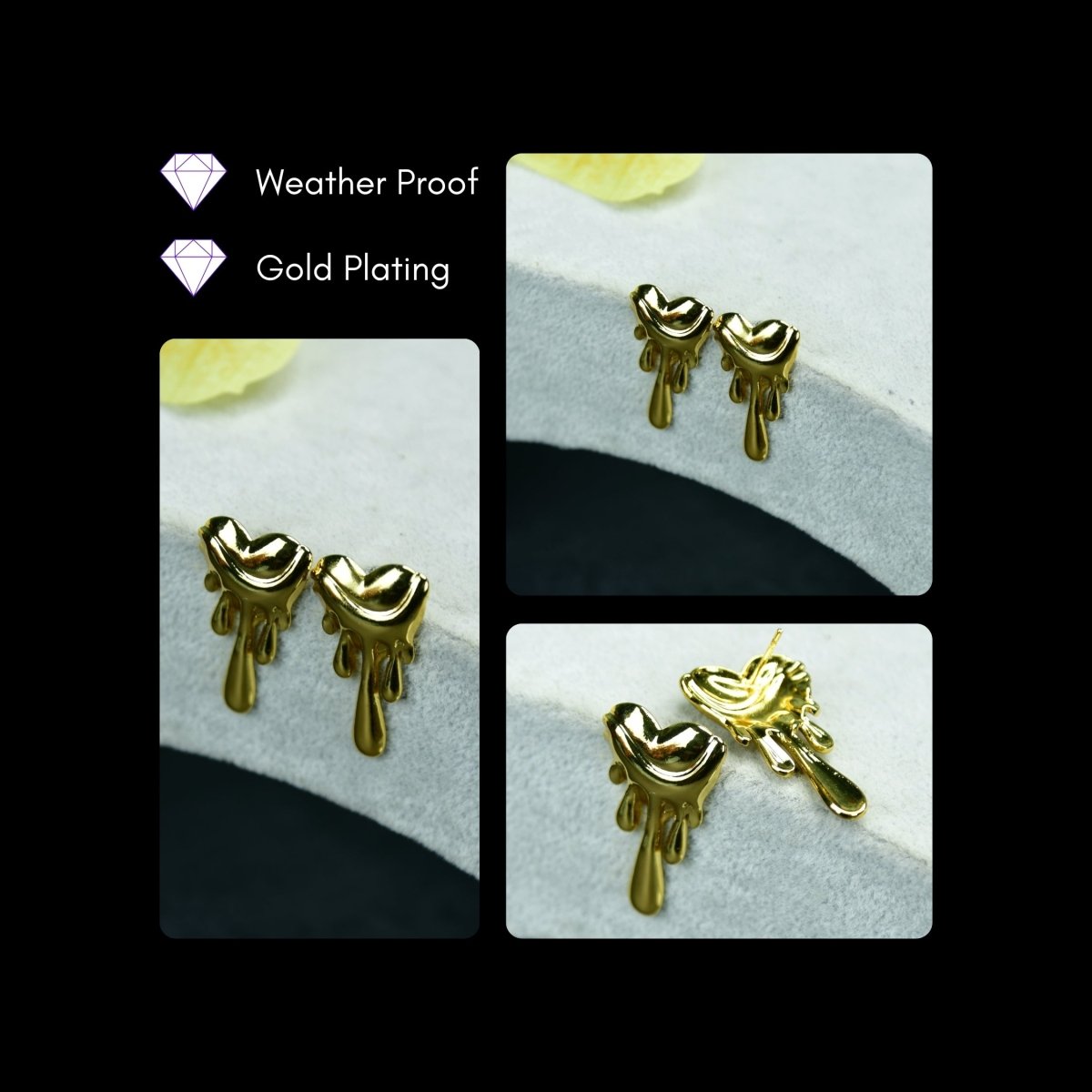 Sowpeace Melting Hearts Gold Stainless Steel Earrings | Elegant One‑Size Lightweight Jewelry for Women & Daily Wear - Sowpeace - 