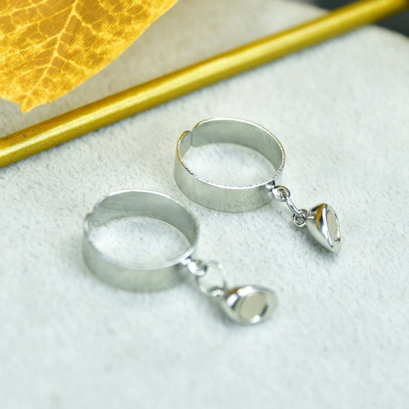Sowpeace Metal Half Heart Magnetic Ring Stainless Steel | Romantic One‑Size Adjustable Couple Jewelry – view 2