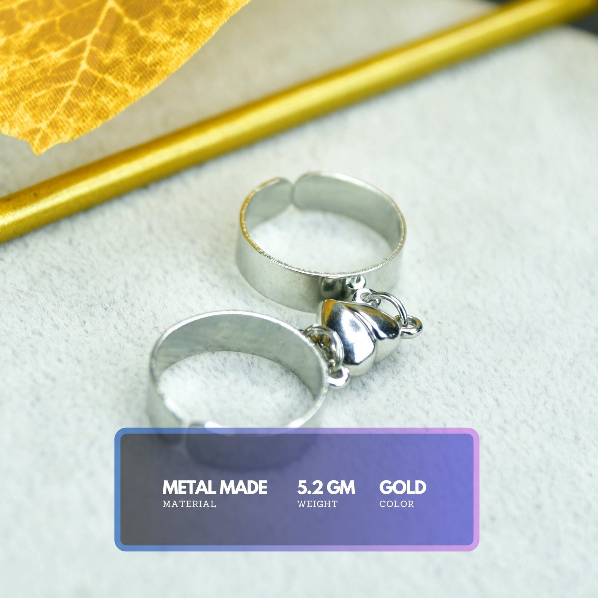 Sowpeace Metal Half Heart Magnetic Ring Stainless Steel | Romantic One‑Size Adjustable Couple Jewelry - Sowpeace - 