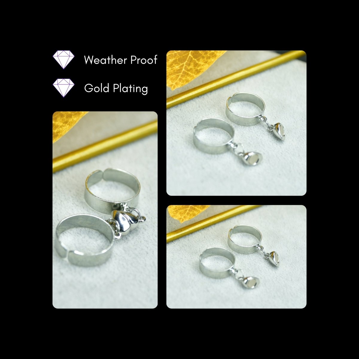 Sowpeace Metal Half Heart Magnetic Ring Stainless Steel | Romantic One‑Size Adjustable Couple Jewelry - Sowpeace - 