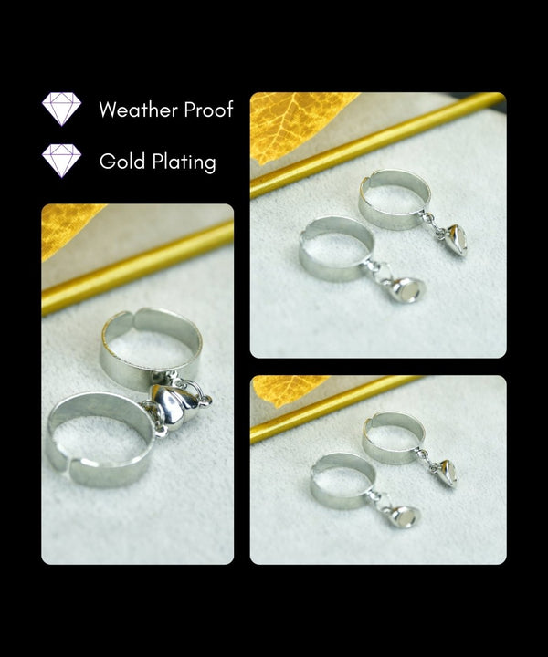 Sowpeace Metal Half Heart Magnetic Ring Stainless Steel | Romantic One‑Size Adjustable Couple Jewelry — image 4