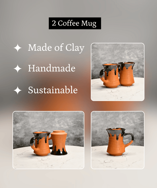 Sowpeace Mug of Smile (Set of 2) | Handcrafted Terracotta Coffee & Tea Mugs for Gifting & Daily Use — image 4