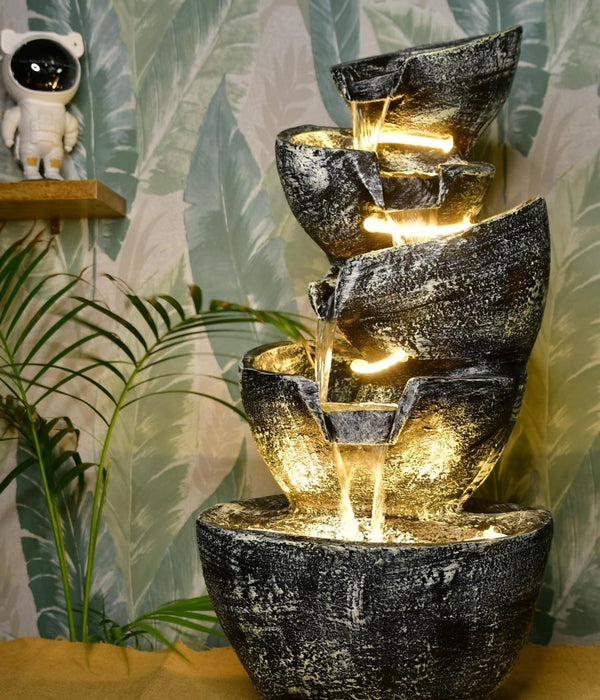 Sowpeace Multi-Bowl Stone Water Fountain – Cascading Waterfall Feature for Elegant Home Decor & Gifts - Additional view