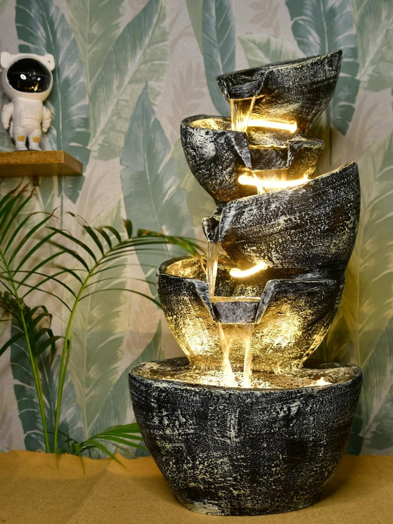 Sowpeace Multi-Bowl Stone Water Fountain – Cascading Waterfall Feature for Elegant Home Decor & Gifts – view 2