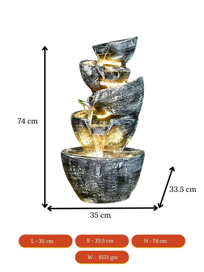 Sowpeace Multi-Bowl Stone Water Fountain – Cascading Waterfall Feature for Elegant Home Decor & Gifts – view 7