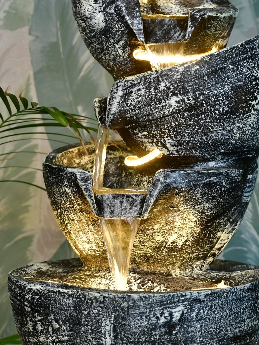 Sowpeace Multi-Bowl Stone Water Fountain – Cascading Waterfall Feature for Elegant Home Decor & Gifts