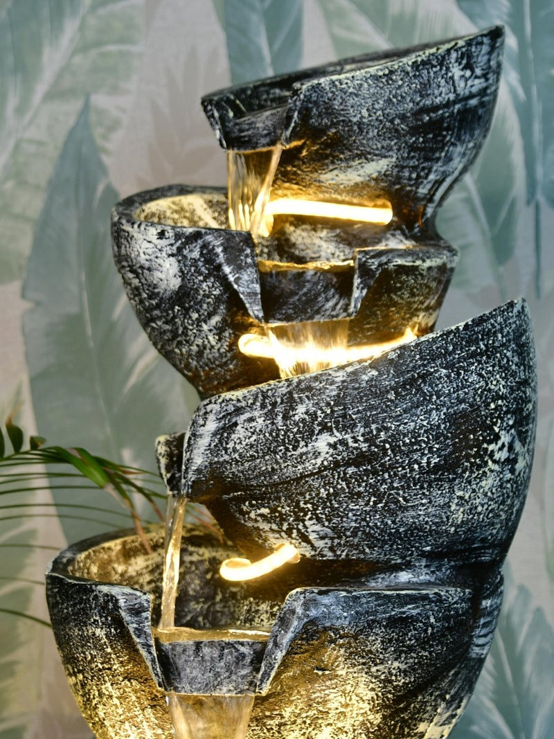 Sowpeace Multi-Bowl Stone Water Fountain – Cascading Waterfall Feature for Elegant Home Decor & Gifts – view 3