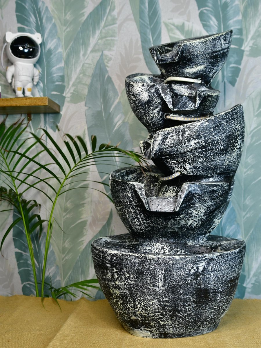 Sowpeace Multi-Bowl Stone Water Fountain – Cascading Waterfall Feature for Elegant Home Decor & Gifts