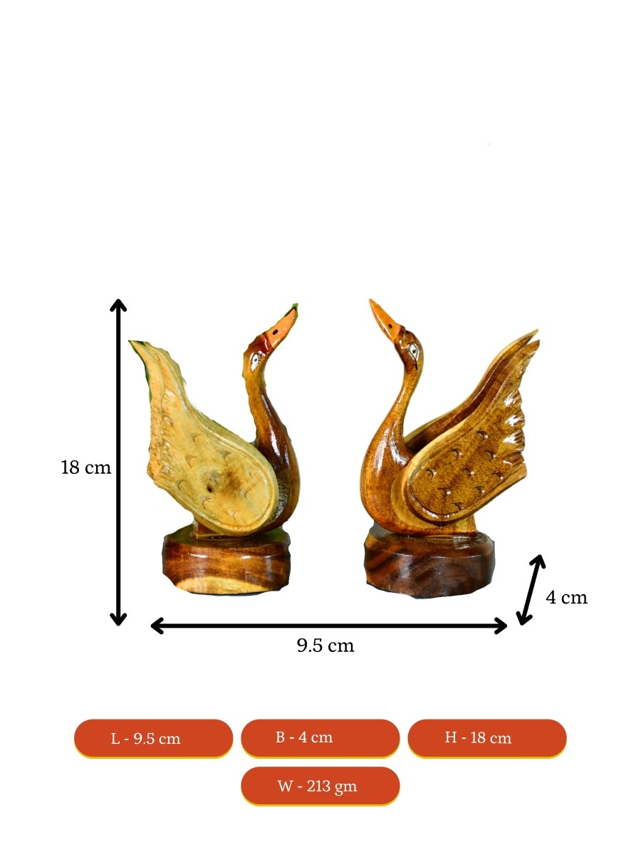 Sowpeace Pair of Wooden handcarved swan Artisan Home Decor