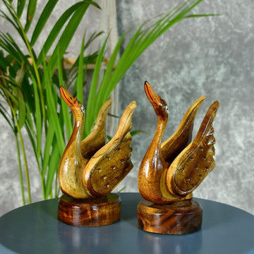 Sowpeace Pair of Wooden handcarved swan Artisan Home Decor - Tabletop - Sowpeace - Animal - New Arrivals