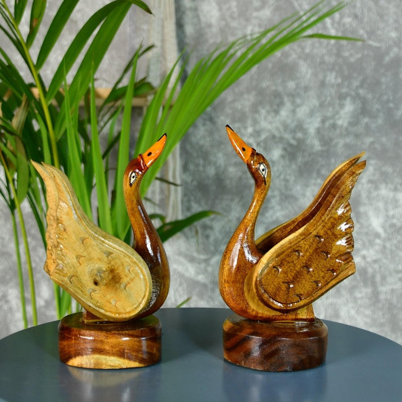 Sowpeace Pair of Wooden handcarved swan Artisan Home Decor – view 2