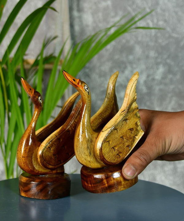 Sowpeace Pair of Wooden handcarved swan Artisan Home Decor — image 5
