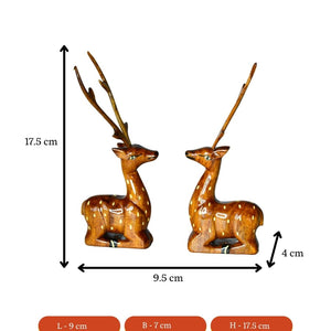 Sowpeace Pair of wooden sitting deer Artisan Decor - Sowpeace - Sowpeace Pair of wooden sitting deer Artisan Decor - Wood - WSDP - WDN - TT - Sowpeace