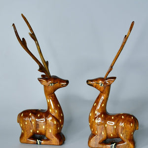 Sowpeace Pair of wooden sitting deer Artisan Decor - Sowpeace - Sowpeace Pair of wooden sitting deer Artisan Decor - Wood - WSDP - WDN - TT - Sowpeace