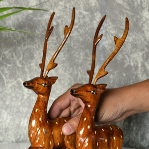 Sowpeace Pair of wooden sitting deer Artisan Decor - Sowpeace - Sowpeace Pair of wooden sitting deer Artisan Decor - Wood - WSDP - WDN - TT - Sowpeace