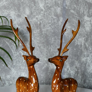 Sowpeace Pair of wooden sitting deer Artisan Decor - Sowpeace - Sowpeace Pair of wooden sitting deer Artisan Decor - Wood - WSDP - WDN - TT - Sowpeace