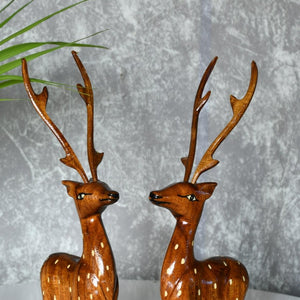 Sowpeace Pair of wooden sitting deer Artisan Decor - Sowpeace - Sowpeace Pair of wooden sitting deer Artisan Decor - Wood - WSDP - WDN - TT - Sowpeace