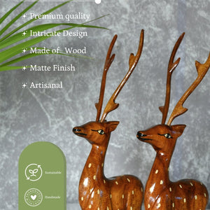 Sowpeace Pair of wooden sitting deer Artisan Decor - Sowpeace - Sowpeace Pair of wooden sitting deer Artisan Decor - Wood - WSDP - WDN - TT - Sowpeace