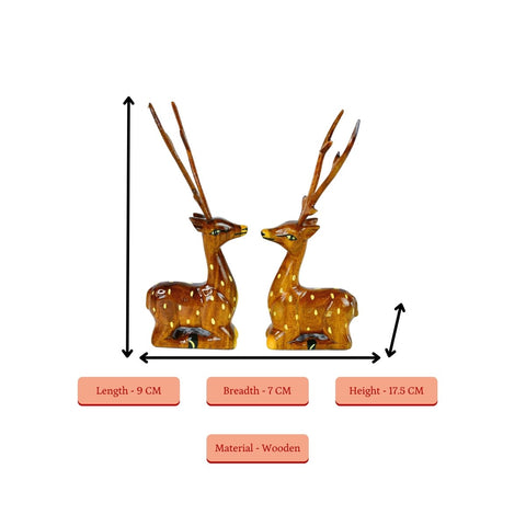 Vastu Principles for Sowpeace Pair of wooden sitting deer Artisan Decor