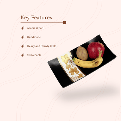 Sowpeace Premium 16-Inch Black Acacia Wood Tray