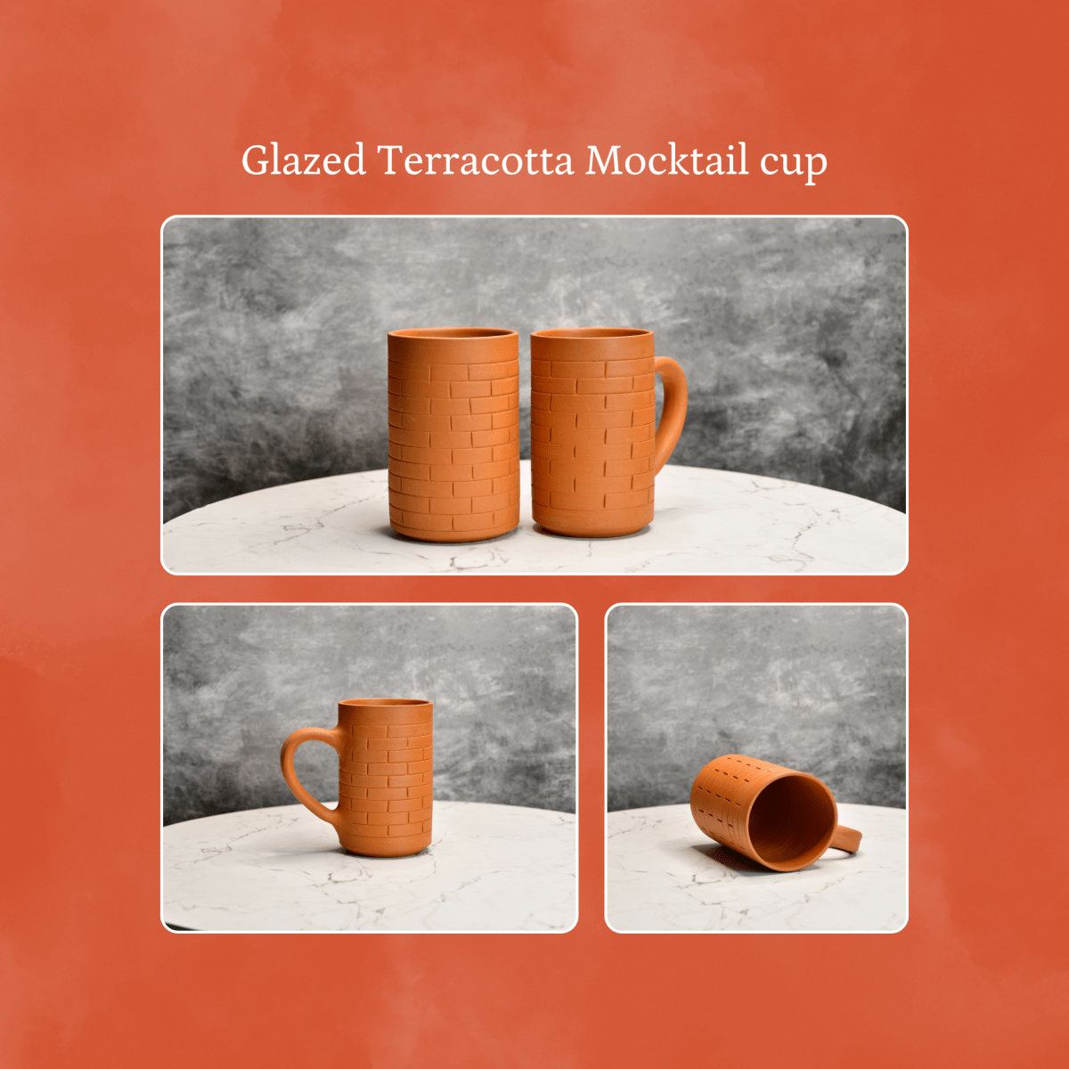 Sowpeace Premium 600ml Unglazed Large Terracotta Mugs (Set of 2) | Handcrafted Rustic Brown Drinkware for Coffee, Tea & Beer