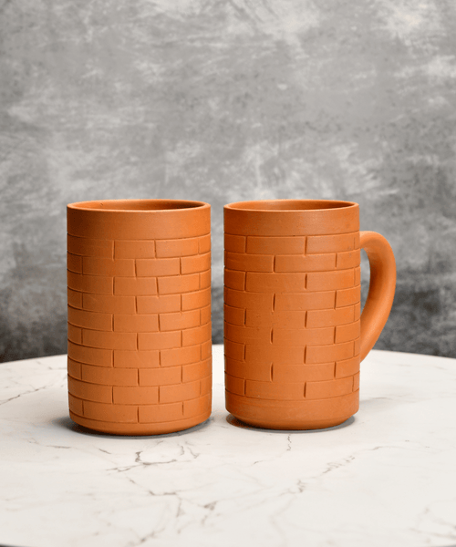 Sowpeace Premium 600ml Unglazed Large Terracotta Mugs (Set of 2) | Handcrafted Rustic Brown Drinkware for Coffee, Tea & Beer