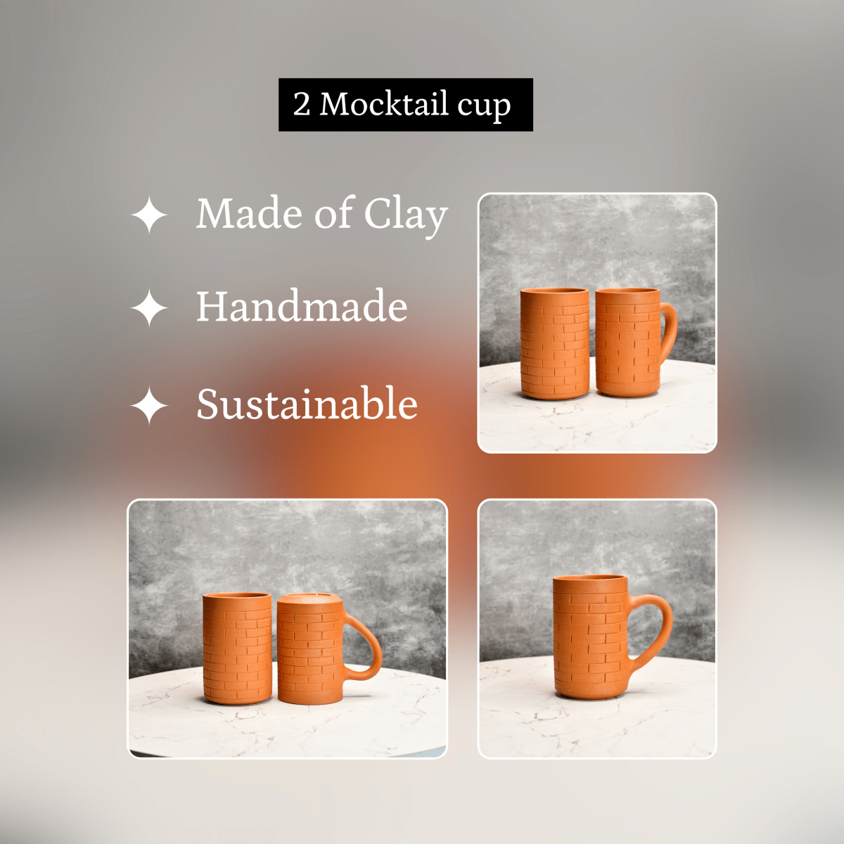 Sowpeace Premium 600ml Unglazed Large Terracotta Mugs (Set of 2) | Handcrafted Rustic Brown Drinkware for Coffee, Tea & Beer