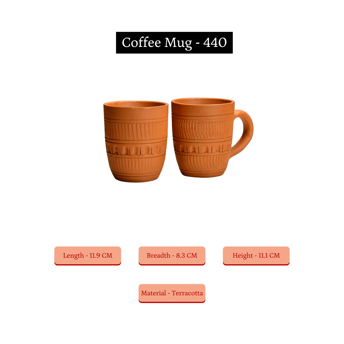 Sowpeace Premium Unglazed Terracotta Drink Mugs (Set of 2) | Handcrafted Rustic Brown Coffee & Tea Cups for Gifting & Daily Use