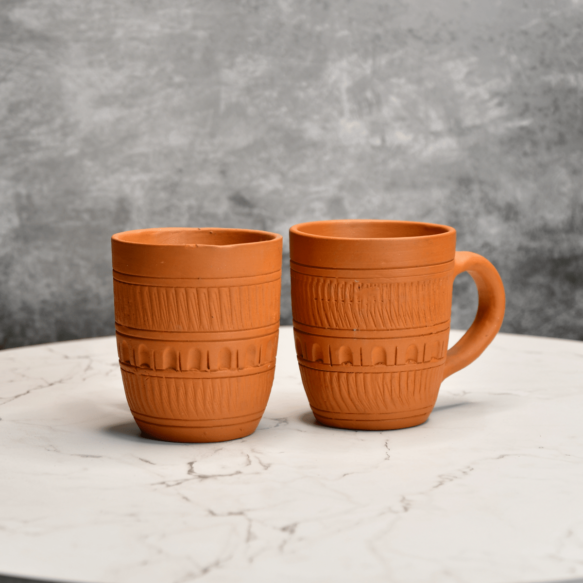 Sowpeace Premium Unglazed Terracotta Drink Mugs (Set of 2) | Handcrafted Rustic Brown Coffee & Tea Cups for Gifting & Daily Use