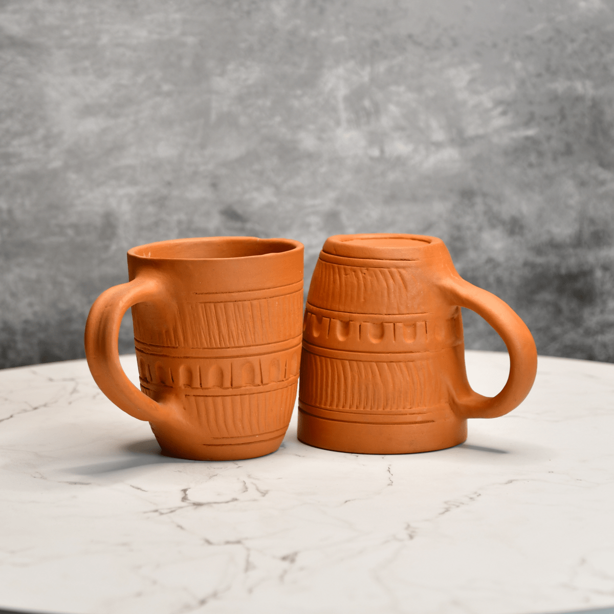 Sowpeace Premium Unglazed Terracotta Drink Mugs (Set of 2) | Handcrafted Rustic Brown Coffee & Tea Cups for Gifting & Daily Use - Sowpeace - 