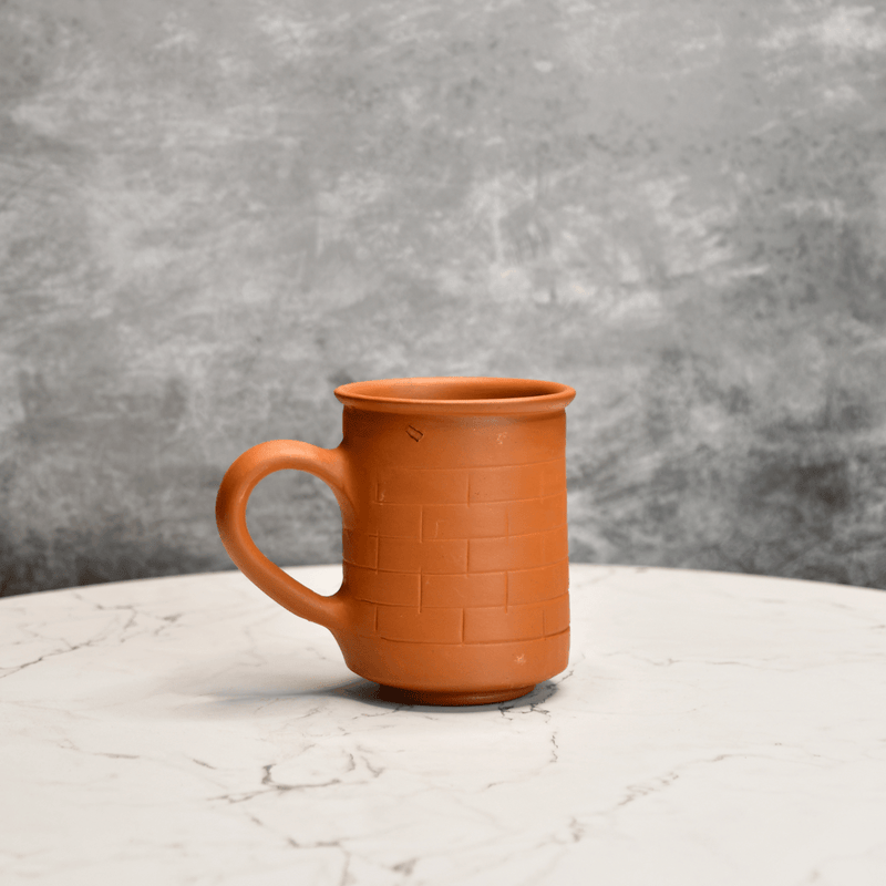 Sowpeace Premium Unglazed Terracotta Imprinted Drink Mugs (Set of 2) | Handcrafted Rustic Brown Coffee & Tea Cups for Gifting & Daily Use – view 2