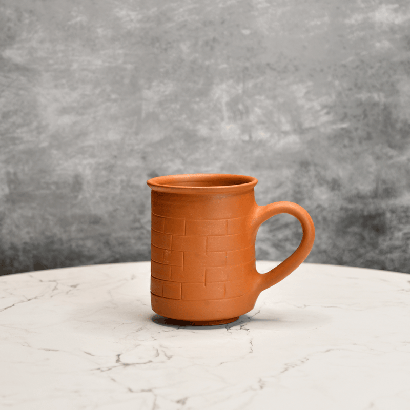 Sowpeace Premium Unglazed Terracotta Imprinted Drink Mugs (Set of 2) | Handcrafted Rustic Brown Coffee & Tea Cups for Gifting & Daily Use – view 5