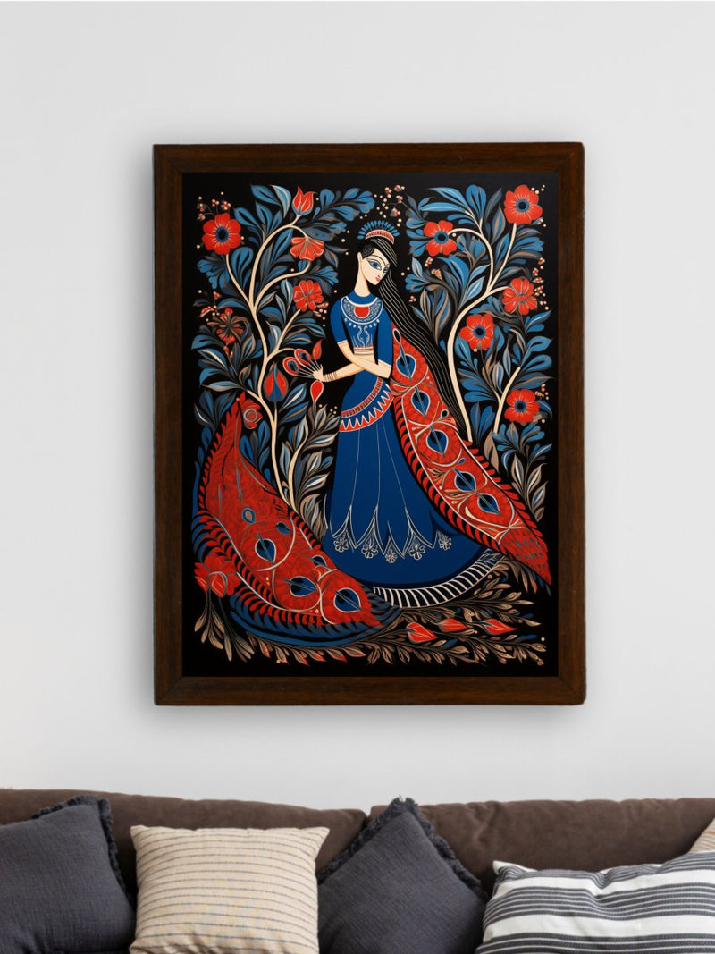 Sowpeace Radiance: Handcrafted Women & the Peacock Spirit – Premium Indian-Inspired Canvas Print for Elegant Decor – view 3