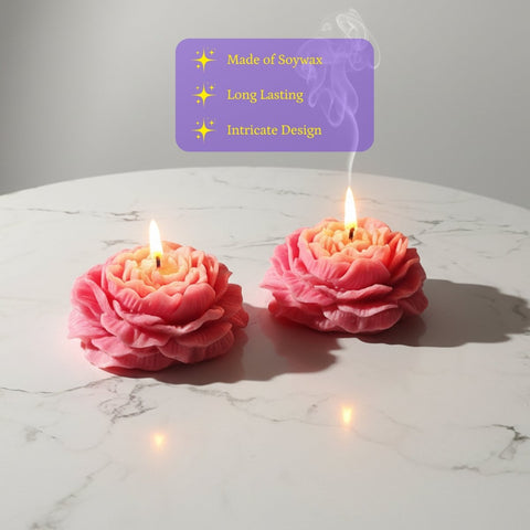 Sowpeace Red Rose Soywax Candle Set of 2 – Hand-Poured, Vegan, Unscented Decorative Gift - Additional View