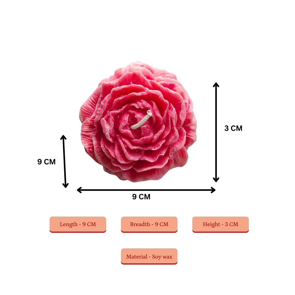 Sowpeace Red Rose Soywax Candle Set of 2 – Hand - Poured, Vegan, Unscented Decorative Gift - Sowpeace - 