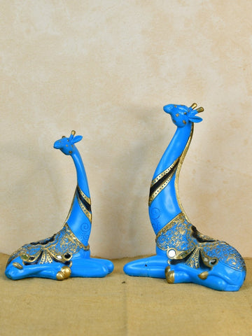 Sowpeace Resin Blue Giraffe Family - Additional View