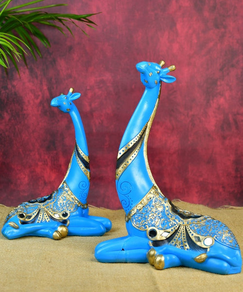 Sowpeace Resin Blue Giraffe Family