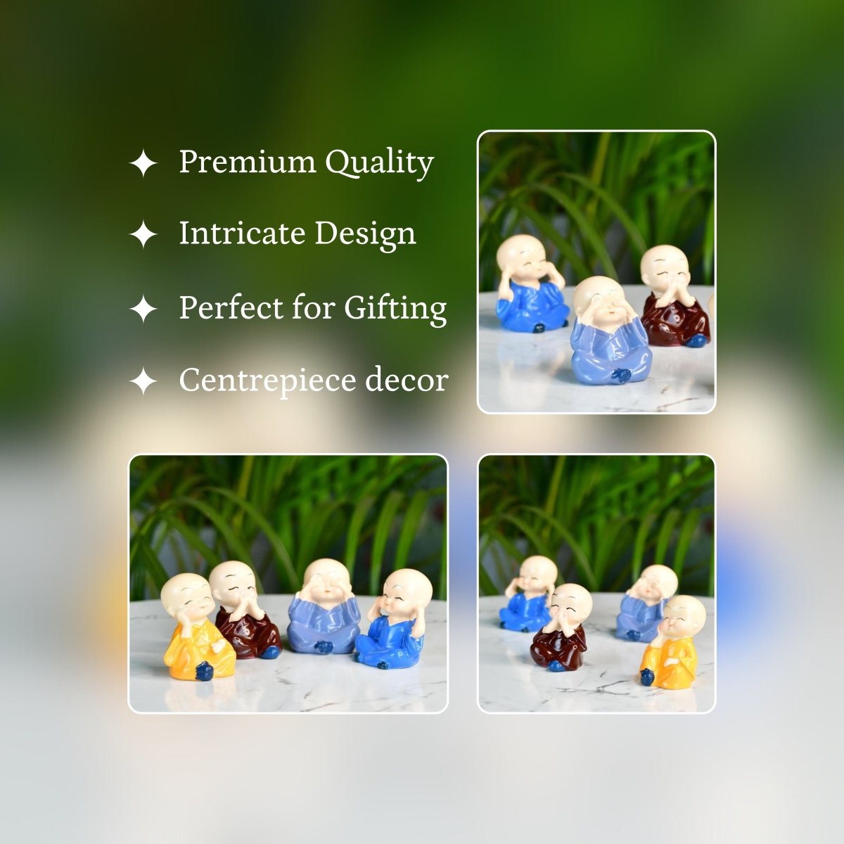 Sowpeace Resin Mini Monk Set of 4 - Decor - Sowpeace - 