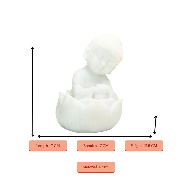 Sowpeace Resting Baby Monk | Elegant White Resin Spiritual Figurine for Peaceful Home Décor & Gifting – view 5