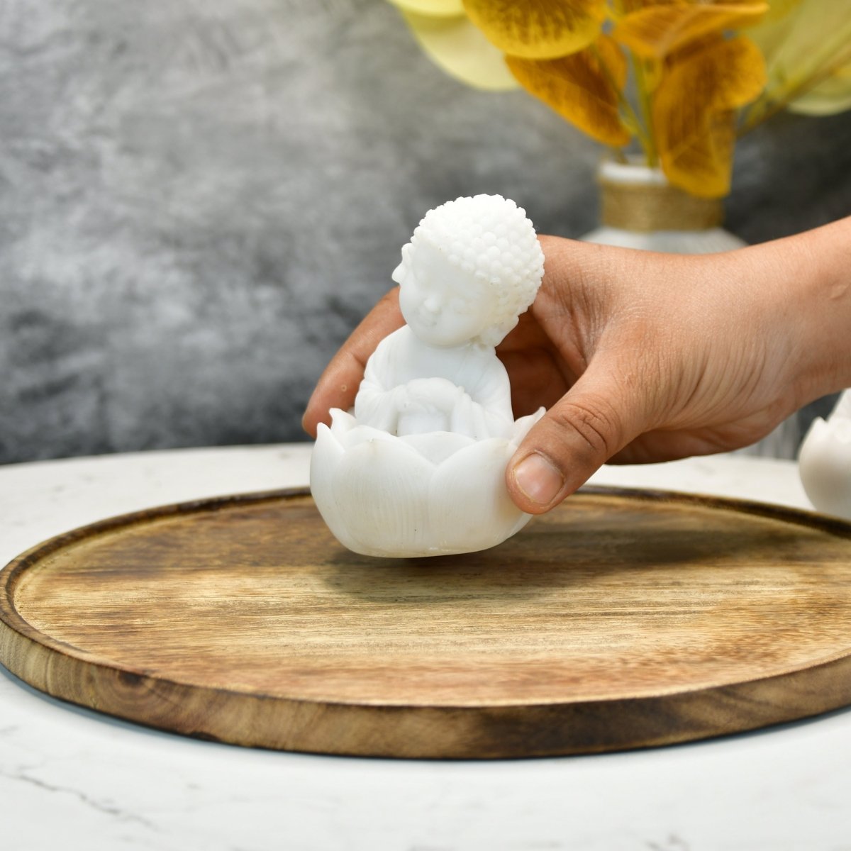 Sowpeace Resting Baby Monk | Elegant White Resin Spiritual Figurine for Peaceful Home Décor & Gifting - Sowpeace - 