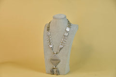 Sowpeace Rhombus Pendant Necklace: German Silver, Black & Dzi Beads - Additional View