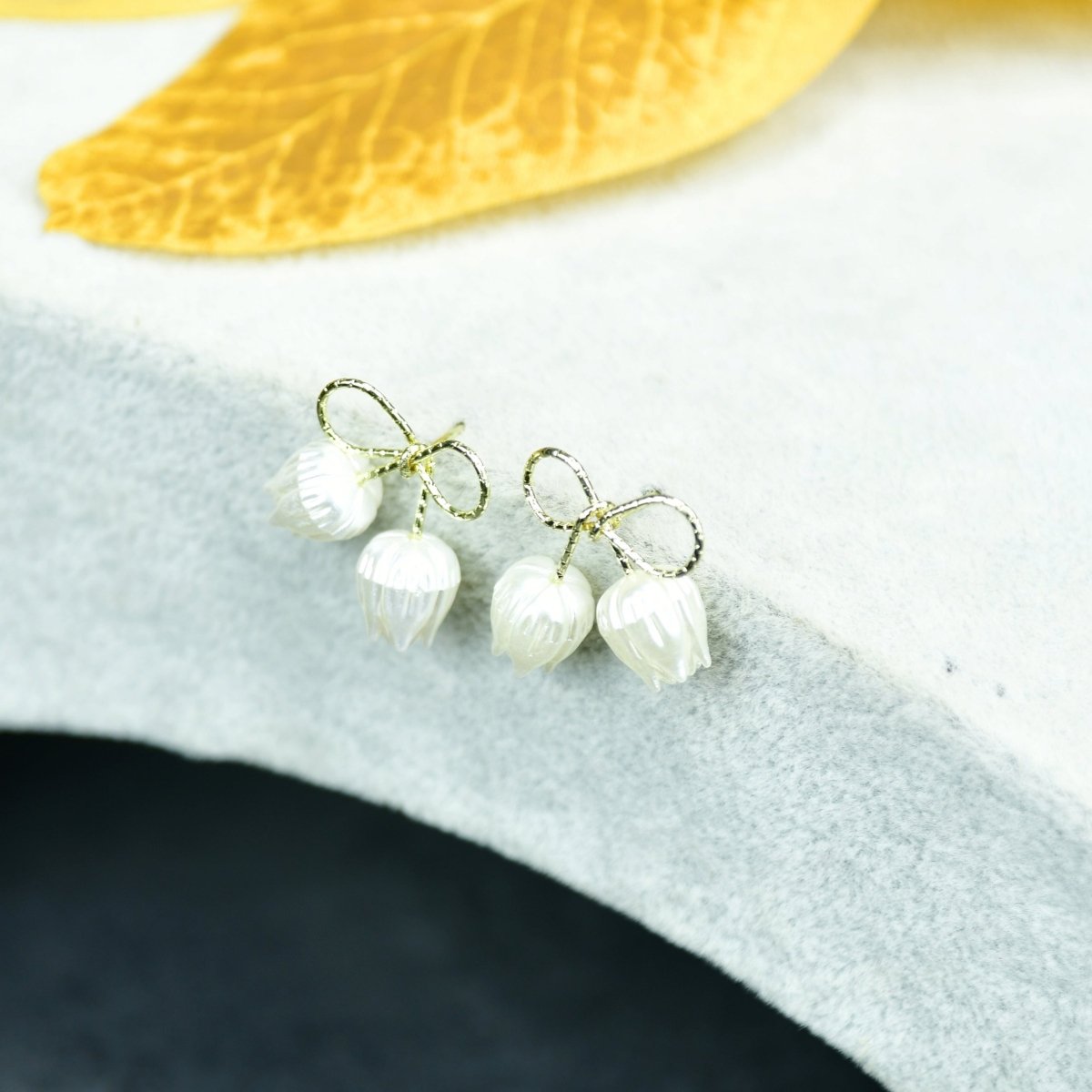 Sowpeace Ribbon Flower Gold Stainless Steel Earrings | Elegant One‑Size Lightweight Jewelry for Women & Daily Wear