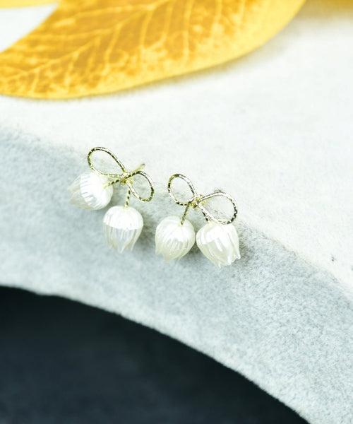 Sowpeace Ribbon Flower Gold Stainless Steel Earrings | Elegant One‑Size Lightweight Jewelry for Women & Daily Wear