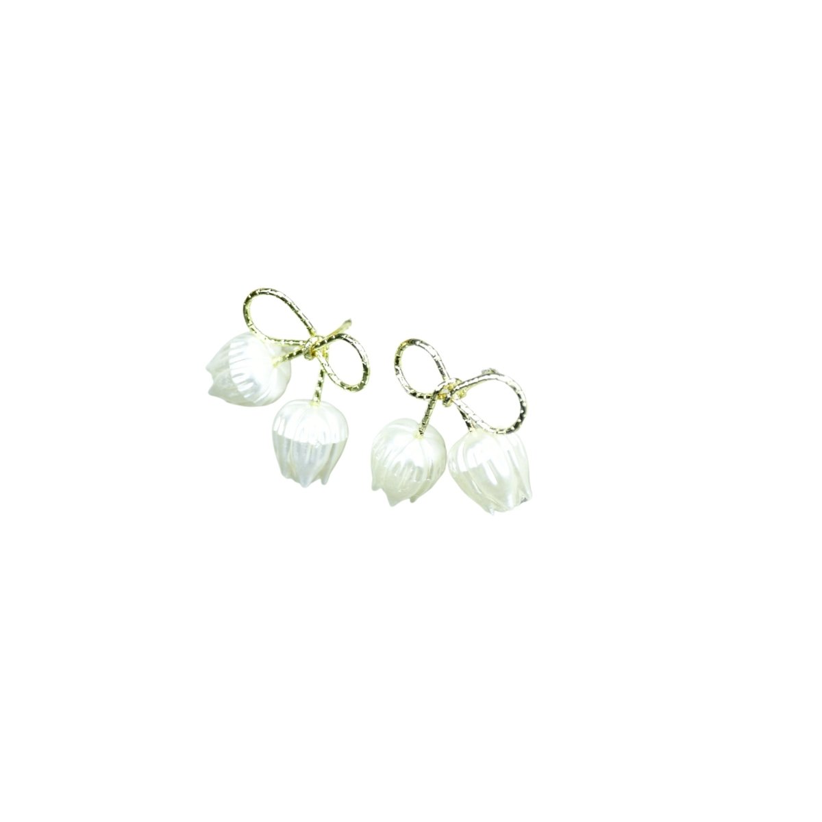 Sowpeace Ribbon Flower Gold Stainless Steel Earrings | Elegant One‑Size Lightweight Jewelry for Women & Daily Wear - Sowpeace - 