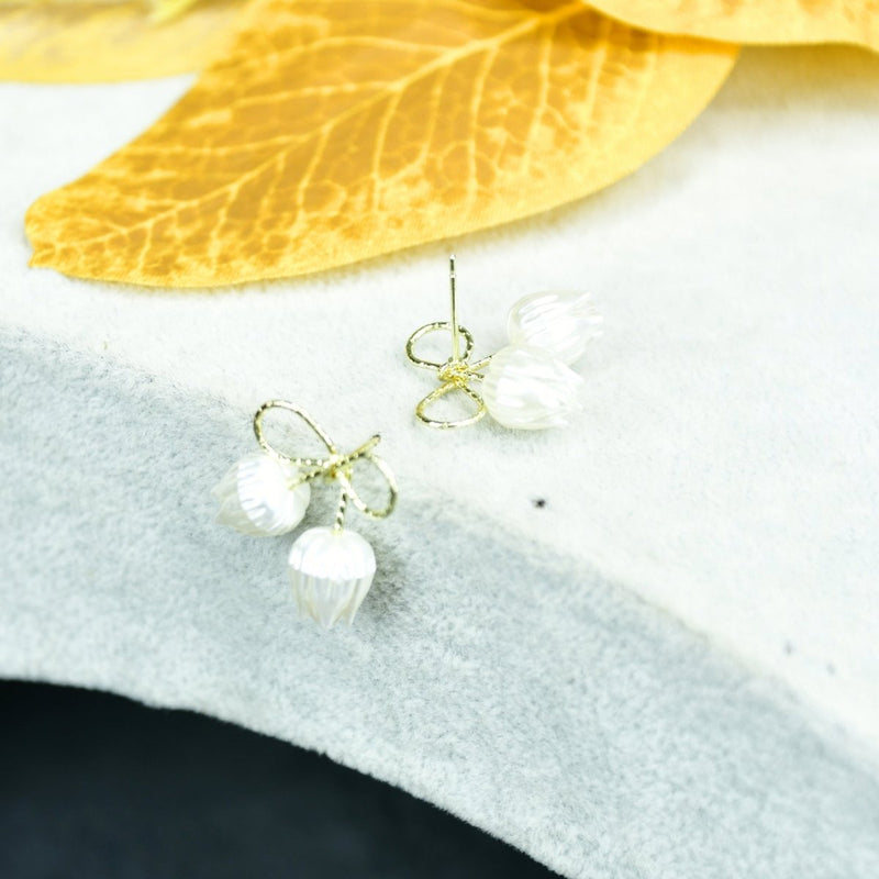 Sowpeace Ribbon Flower Gold Stainless Steel Earrings | Elegant One‑Size Lightweight Jewelry for Women & Daily Wear – view 2